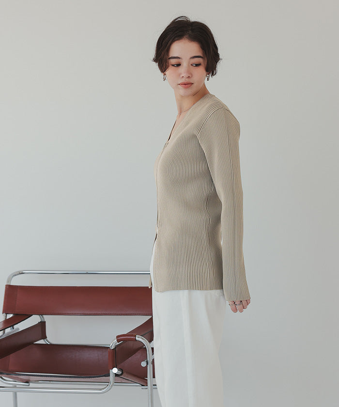 ティティベイト titivate スリムアップジップニットカーディガン