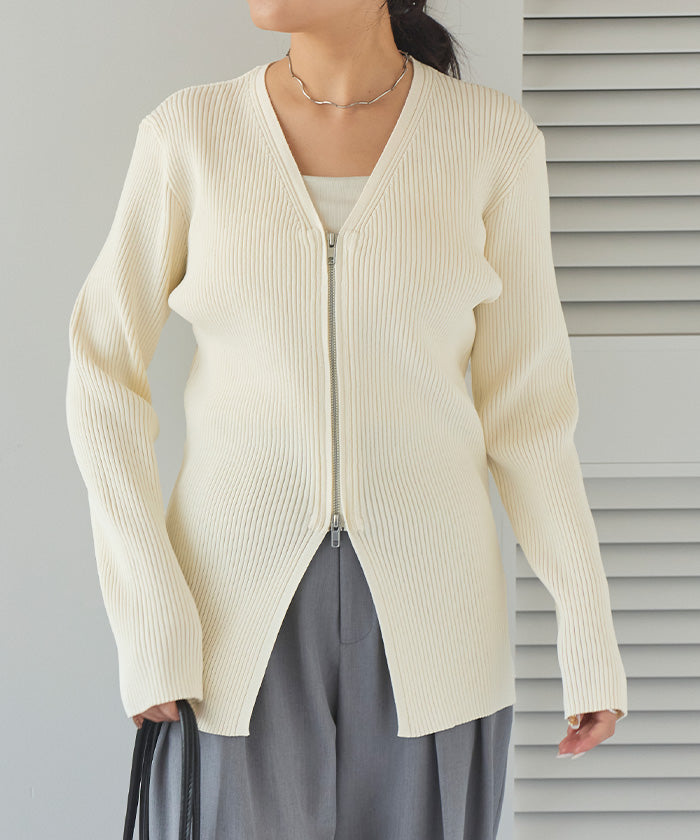 ティティベイト titivate スリムアップジップニットカーディガン