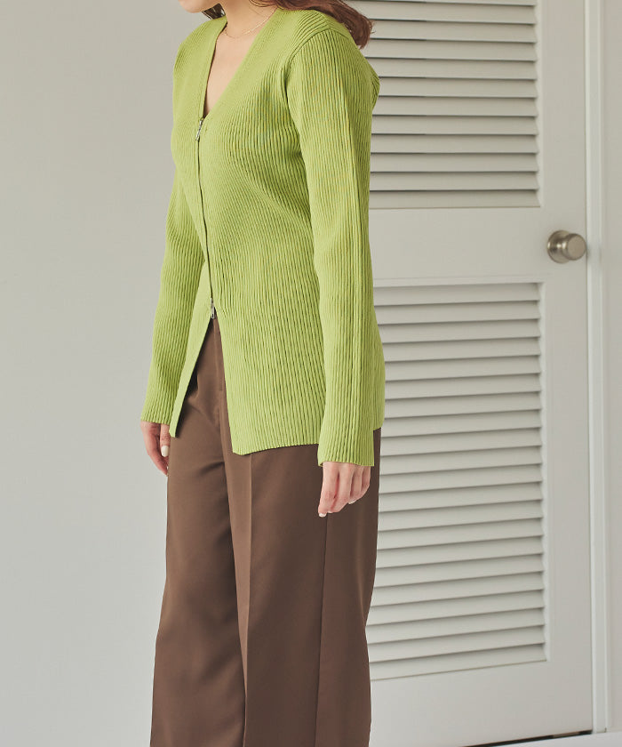 ティティベイト titivate スリムアップジップニットカーディガン