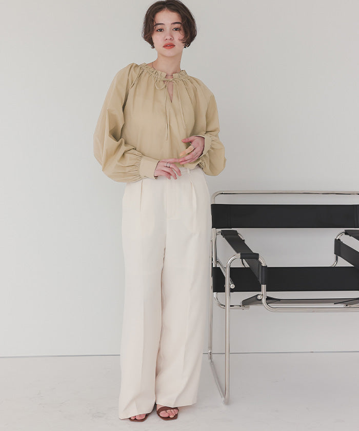 ティティベイト titivate リボン付きAラインギャザーブラウス