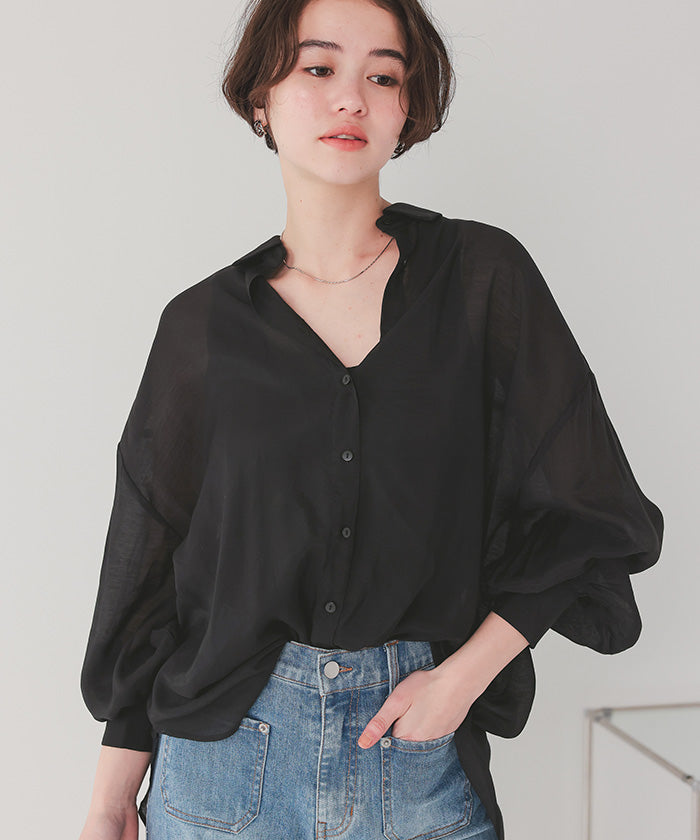 ティティベイト titivate ベーシックシアーシャツ （ブラック） ブラック