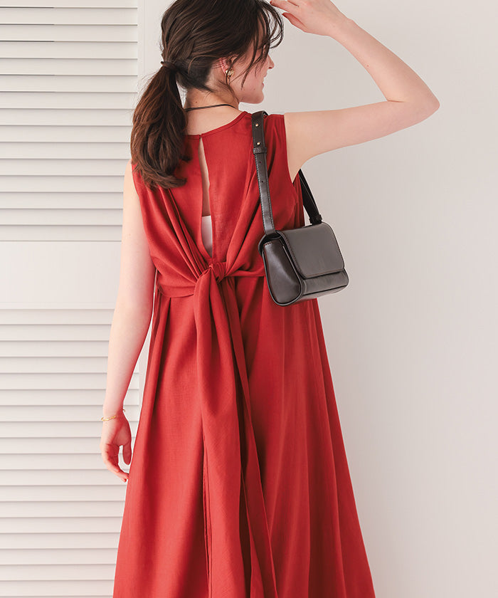 ティティベイト titivate リネン混2wayリボンマキシワンピース （ブルー） ブルー