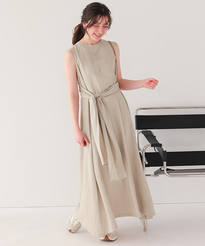 ティティベイト titivate リネン混2wayリボンマキシワンピース （ブルー） ブルー