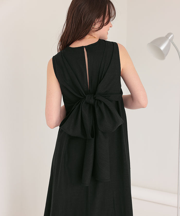 ティティベイト titivate リネン混2wayリボンマキシワンピース （ブルー） ブルー