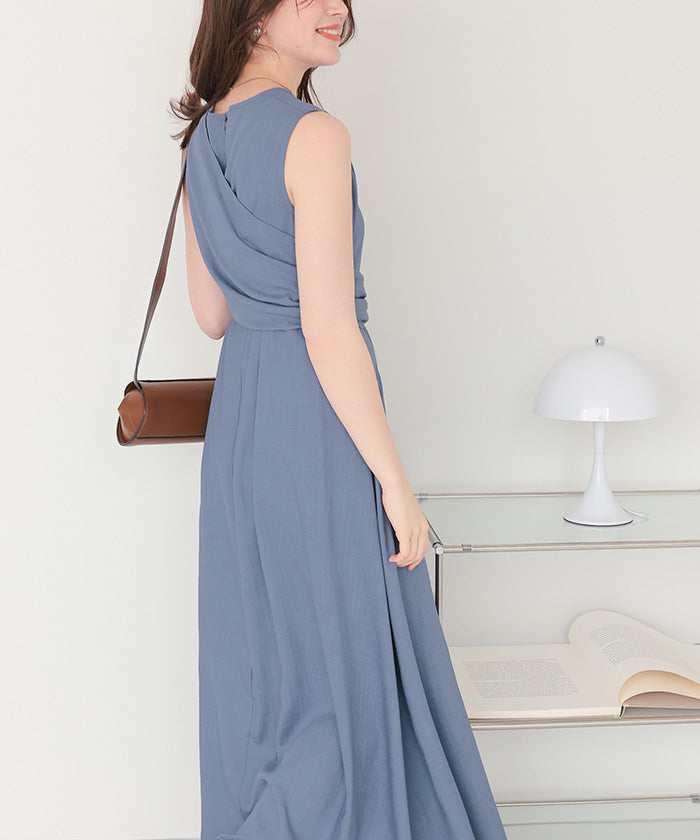 ティティベイト titivate リネン混2wayリボンマキシワンピース （ブルー） ブルー