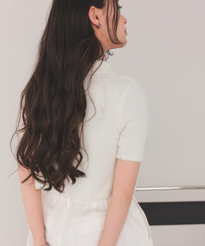 ティティベイト titivate パイルヤーンポロ襟Wジップブルゾン （ブルー） ブルー