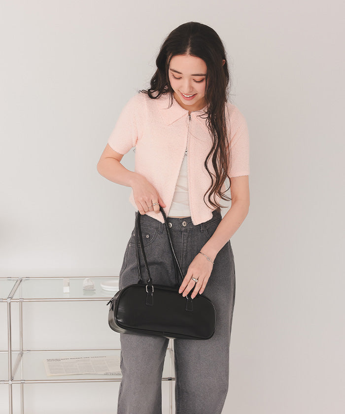 ティティベイト titivate パイルヤーンポロ襟Wジップブルゾン （ブルー） ブルー