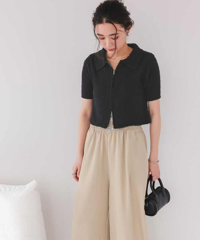 ティティベイト titivate パイルヤーンポロ襟Wジップブルゾン （ブルー） ブルー