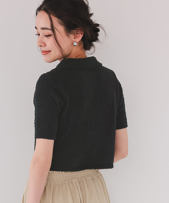 ティティベイト titivate パイルヤーンポロ襟Wジップブルゾン （ブルー） ブルー