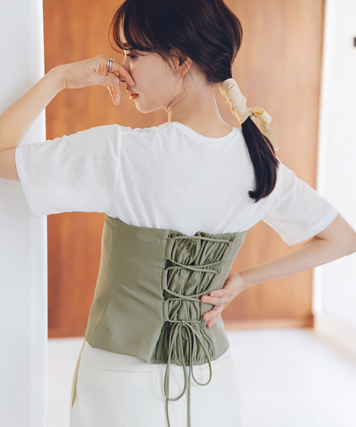 ティティベイト titivate バックレースアップキャミソール/ビスチェ （ライトカーキ） ライトカーキ