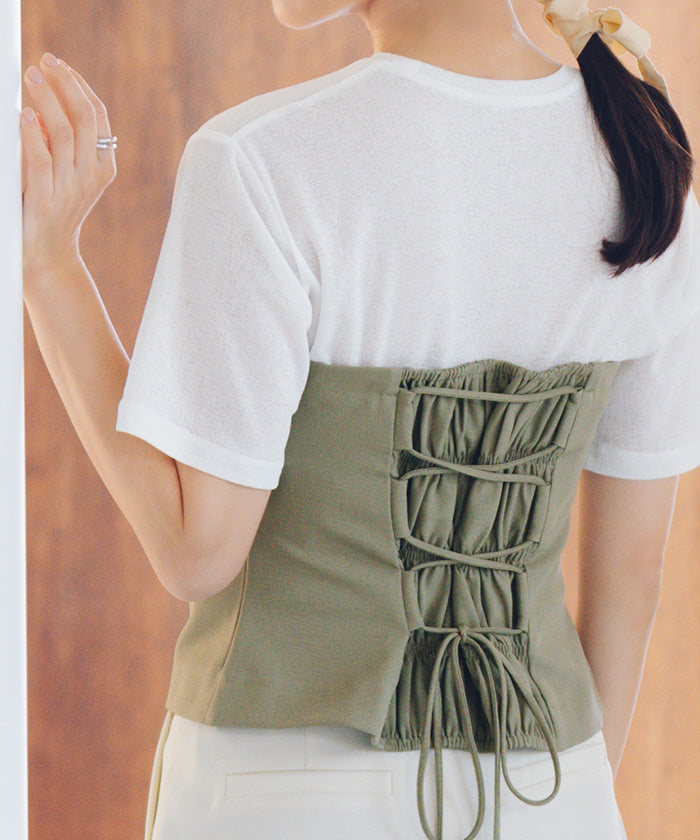 ティティベイト titivate バックレースアップキャミソール/ビスチェ （ライトカーキ） ライトカーキ