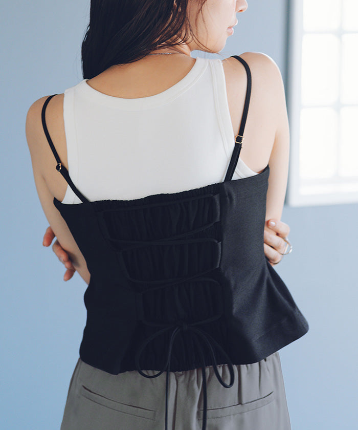 ティティベイト titivate バックレースアップキャミソール/ビスチェ （ライトカーキ） ライトカーキ