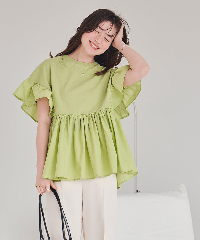 ティティベイト titivate ギャザーペプラムドッキングトップス （ライトグリーン） ライトグリーン