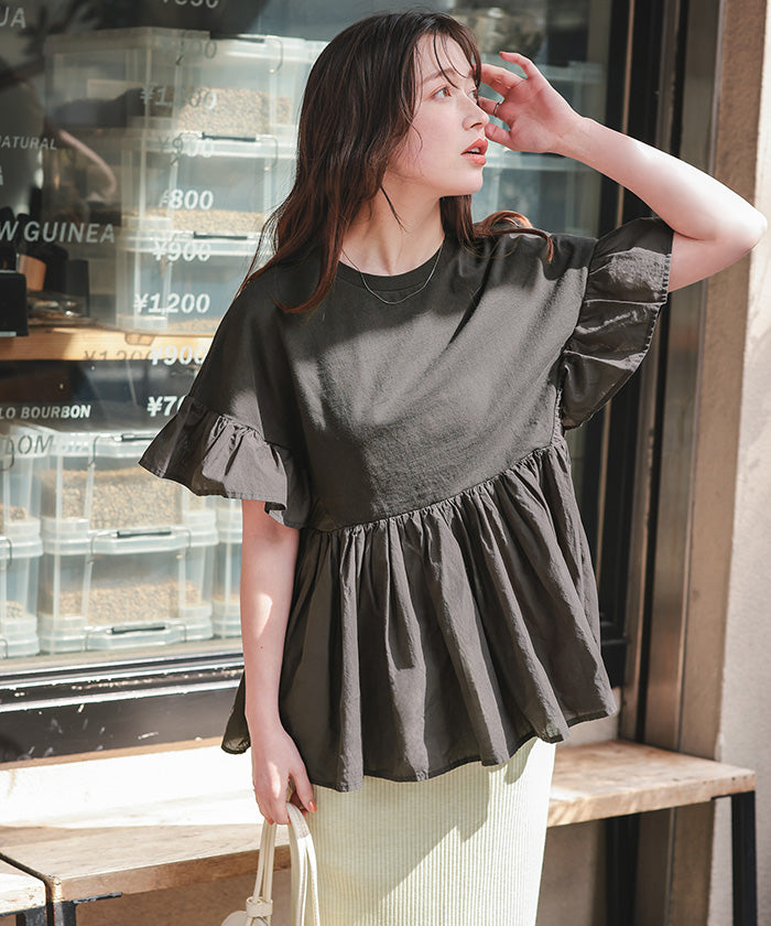 ティティベイト titivate ギャザーペプラムドッキングトップス （チャコール） チャコール