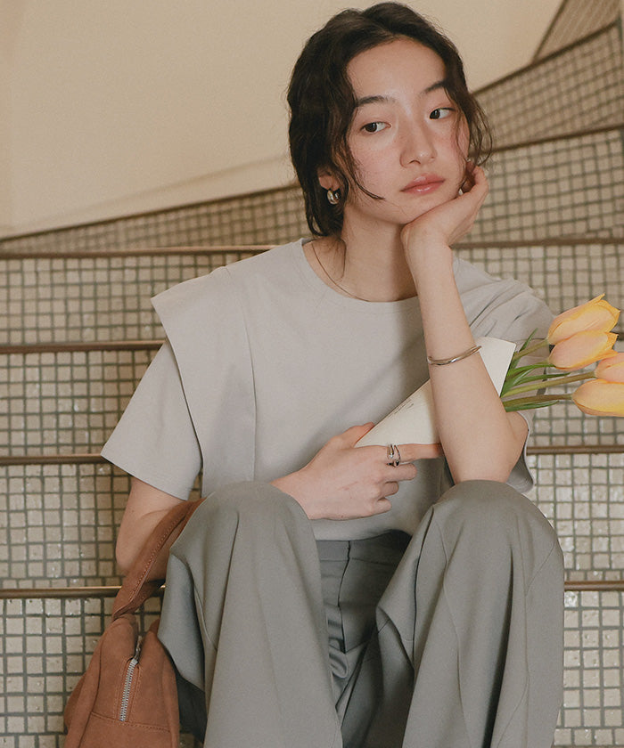 ティティベイト titivate 汗染み防止ラッフルスリーブTシャツ （ブラック） ブラック