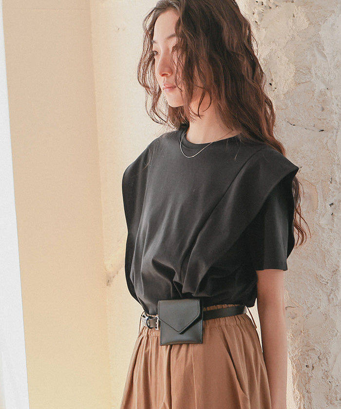 ティティベイト titivate 汗染み防止ラッフルスリーブTシャツ （ブラック） ブラック