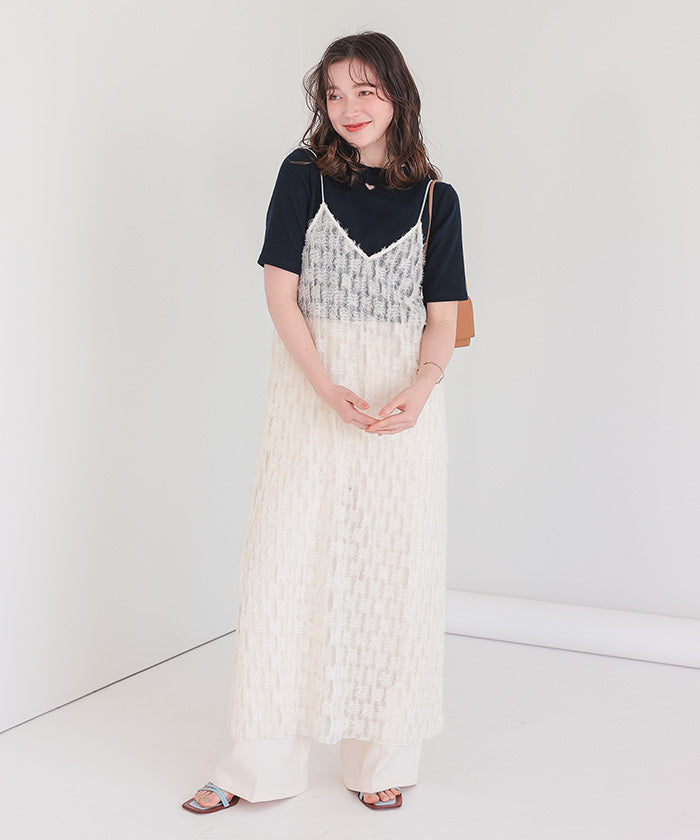 ティティベイト titivate ハートカット刺繍前後2wayハーフスリーブTシャツ （ブラック） ブラック