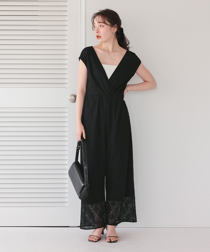 ティティベイト titivate カシュクールレースオールインワン （オフホワイト） オフホワイト