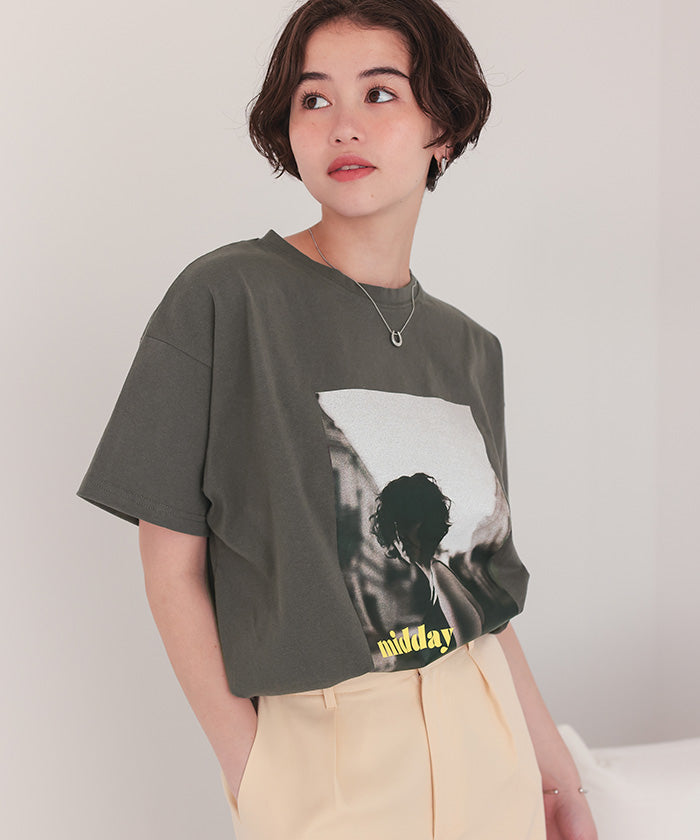 ティティベイト titivate オーバーサイズフォトTシャツ （チャコール） チャコール