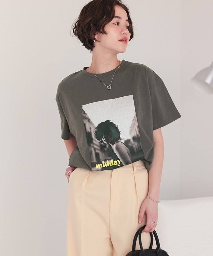 ティティベイト titivate オーバーサイズフォトTシャツ （チャコール） チャコール