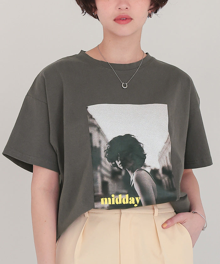 ティティベイト titivate オーバーサイズフォトTシャツ （チャコール） チャコール