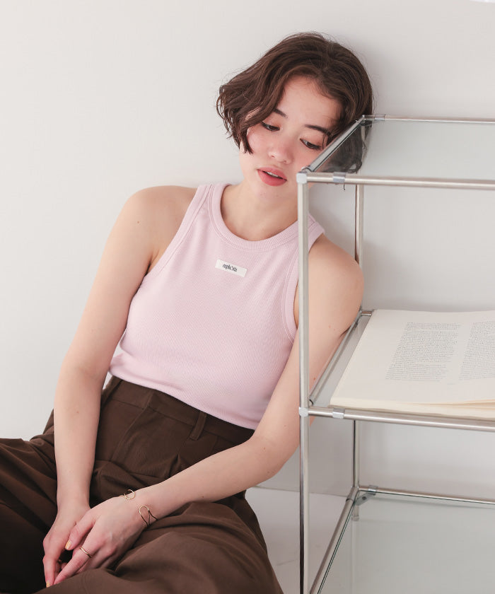 ティティベイト titivate カップ付きロゴタグアメスリタンクトップ （杢チャコール） 杢チャコール