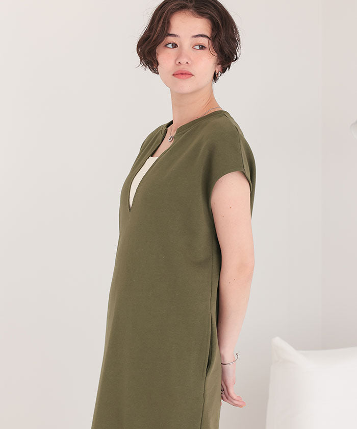 ティティベイト titivate キーネックIラインスウェットワンピース （グレー） グレー