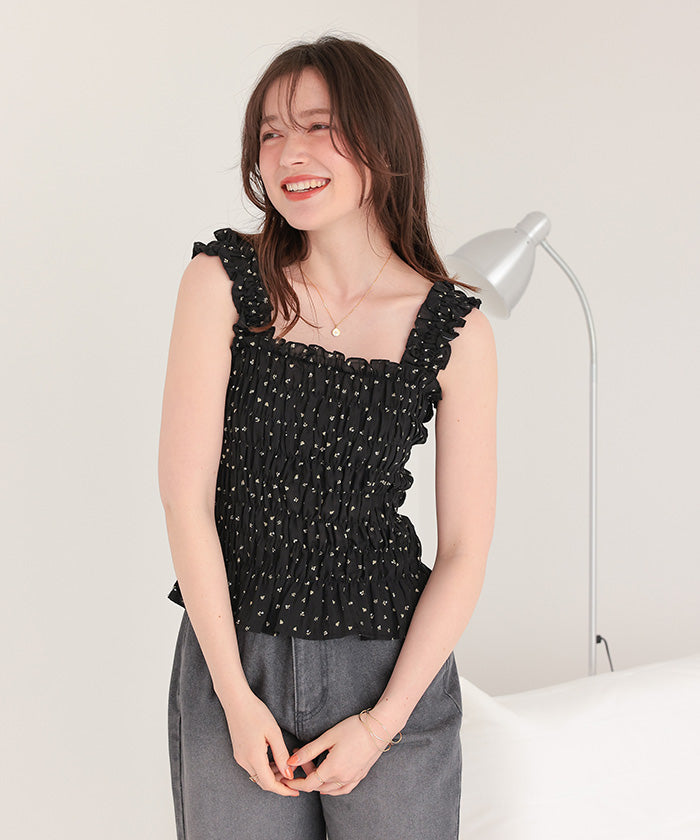 ティティベイト titivate シャーリングギャザートップス （ブラック2） ブラック2