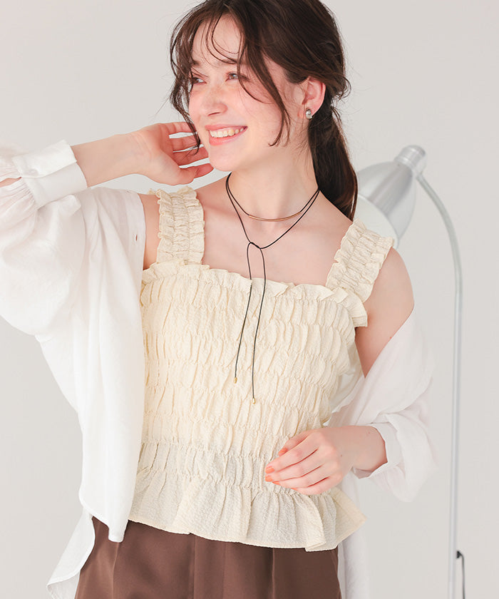 ティティベイト titivate シャーリングギャザートップス （ブラック2） ブラック2