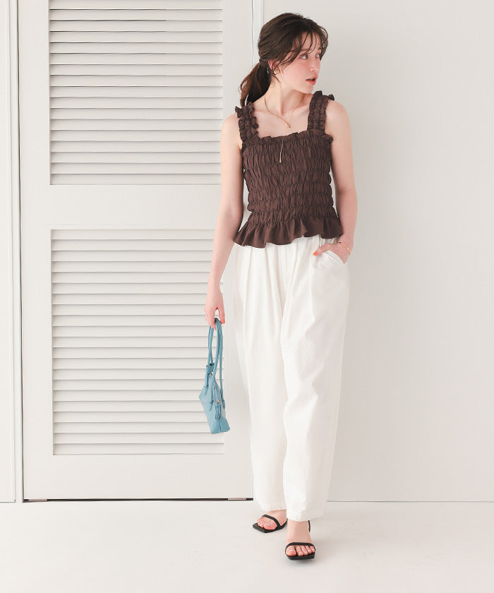 ティティベイト titivate シャーリングギャザートップス （ブラック2） ブラック2