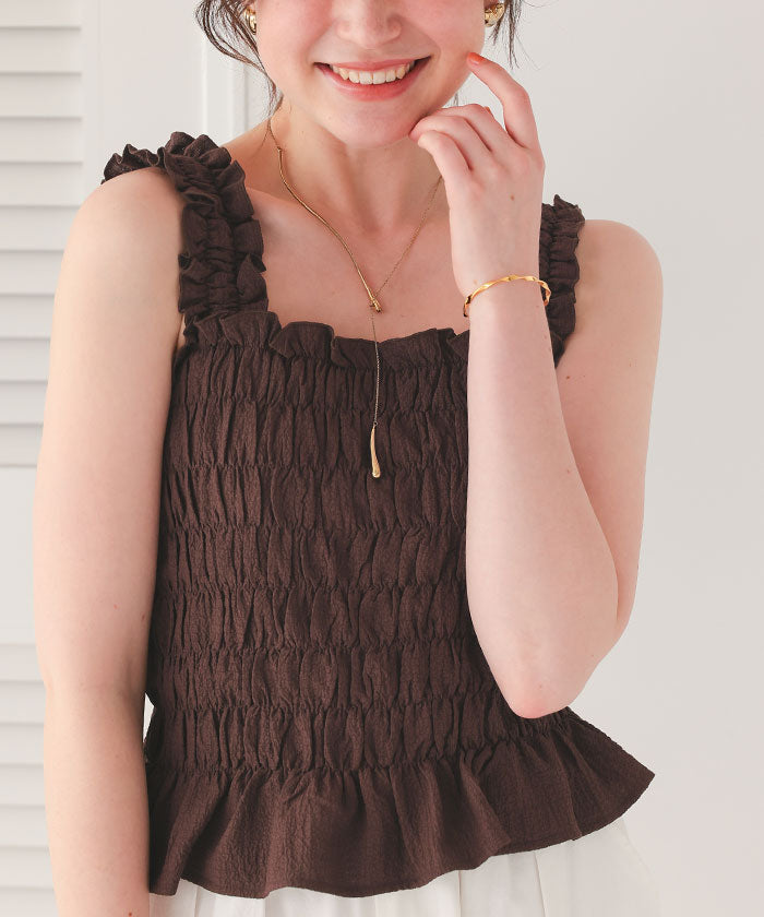 ティティベイト titivate シャーリングギャザートップス （ブラック） ブラック