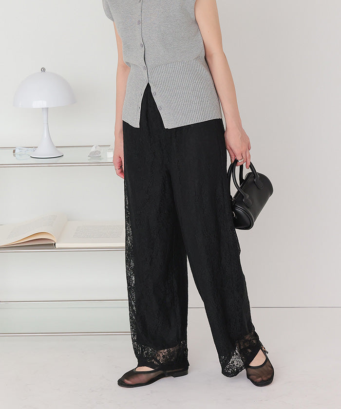 ティティベイト titivate 花柄レースイージーパンツ （ブラウン） ブラウン