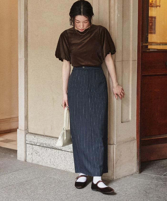 ティティベイト titivate シアーベロアバルーンスリーブトップス （ブラウン） ブラウン