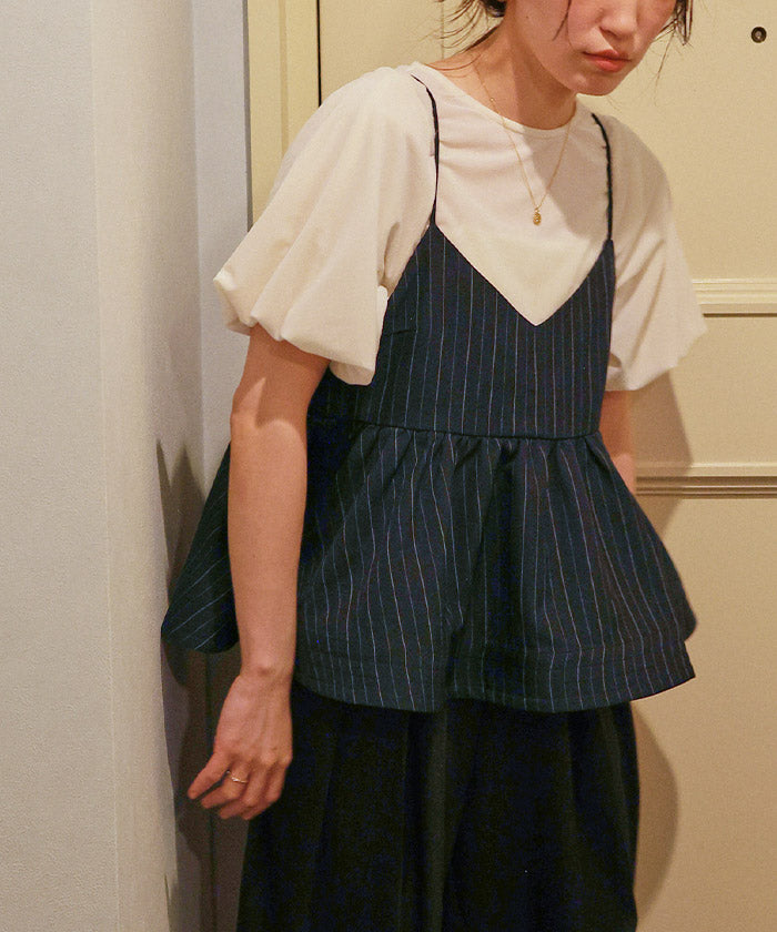 ティティベイト titivate シアーベロアバルーンスリーブトップス （ブラウン） ブラウン