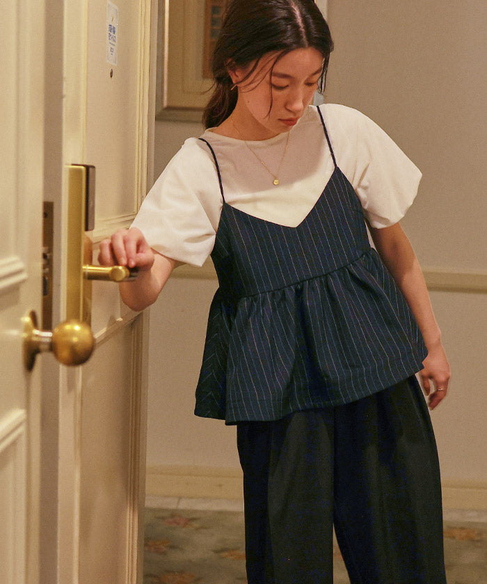 ティティベイト titivate シアーベロアバルーンスリーブトップス （ブラウン） ブラウン