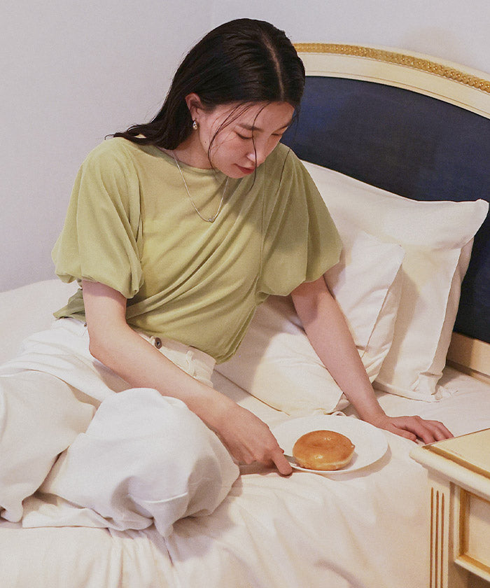 ティティベイト titivate シアーベロアバルーンスリーブトップス （ブラウン） ブラウン