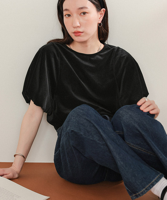 ティティベイト titivate シアーベロアバルーンスリーブトップス （ブラウン） ブラウン