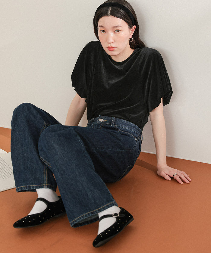 ティティベイト titivate シアーベロアバルーンスリーブトップス （ブラウン） ブラウン