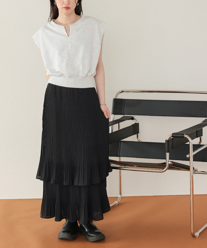 ティティベイト titivate リリープリーツティアードスカート （ドット） ドット