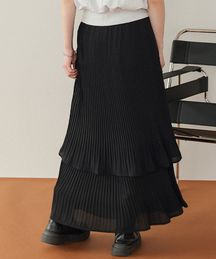 ティティベイト titivate リリープリーツティアードスカート （ドット） ドット