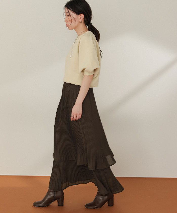 ティティベイト titivate リリープリーツティアードスカート （ダークブラウン） ダークブラウン