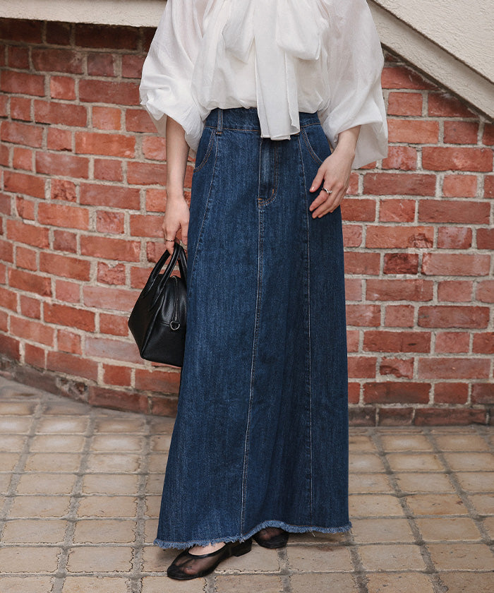 ティティベイト titivate ハイウエストボリュームフレアデニムスカート （グレー） グレー