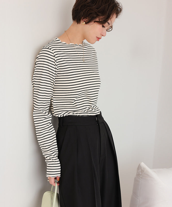 ティティベイト titivate リブカットソーメローデザイントップス （オフホワイト） オフホワイト