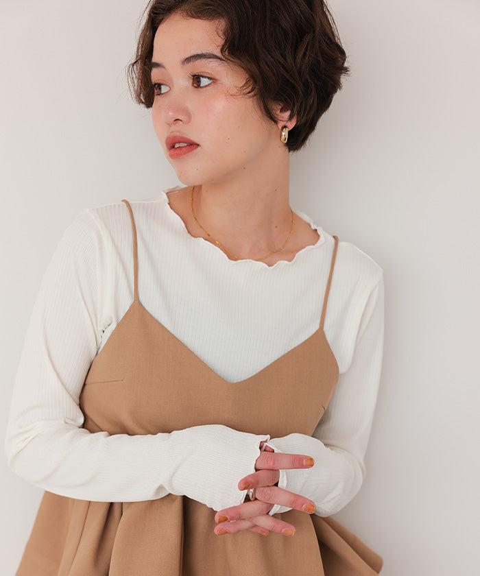 ティティベイト titivate リブカットソーメローデザイントップス （オフホワイト） オフホワイト