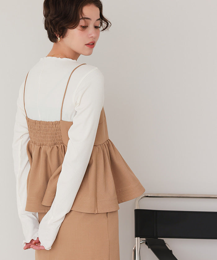 ティティベイト titivate リブカットソーメローデザイントップス （オフホワイト） オフホワイト