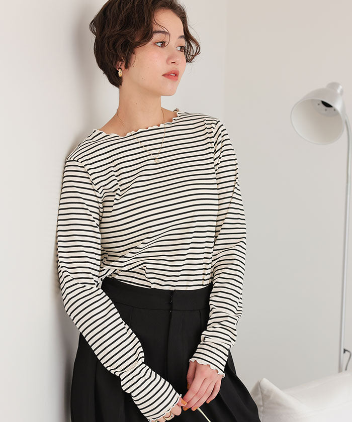 ティティベイト titivate リブカットソーメローデザイントップス （オフホワイト） オフホワイト