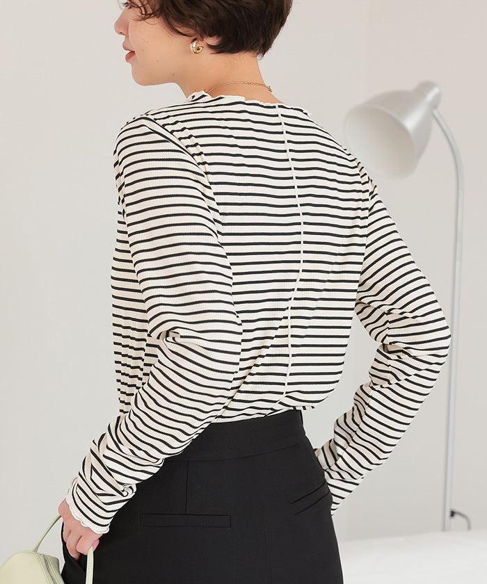 ティティベイト titivate リブカットソーメローデザイントップス （オフホワイト） オフホワイト