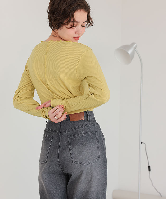 ティティベイト titivate リブカットソーメローデザイントップス （オフホワイト） オフホワイト