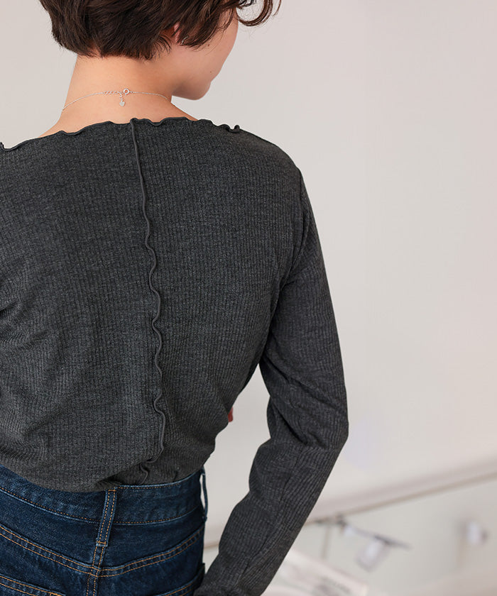 ティティベイト titivate リブカットソーメローデザイントップス （オフホワイト） オフホワイト