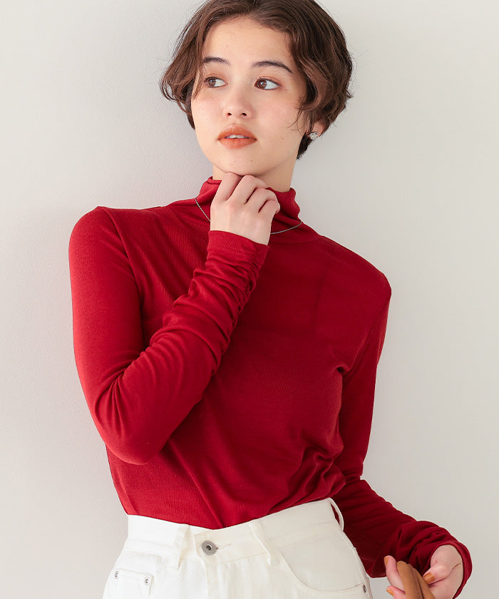 ティティベイト titivate 着心地抜群シアーハイネックトップス （レッド） レッド